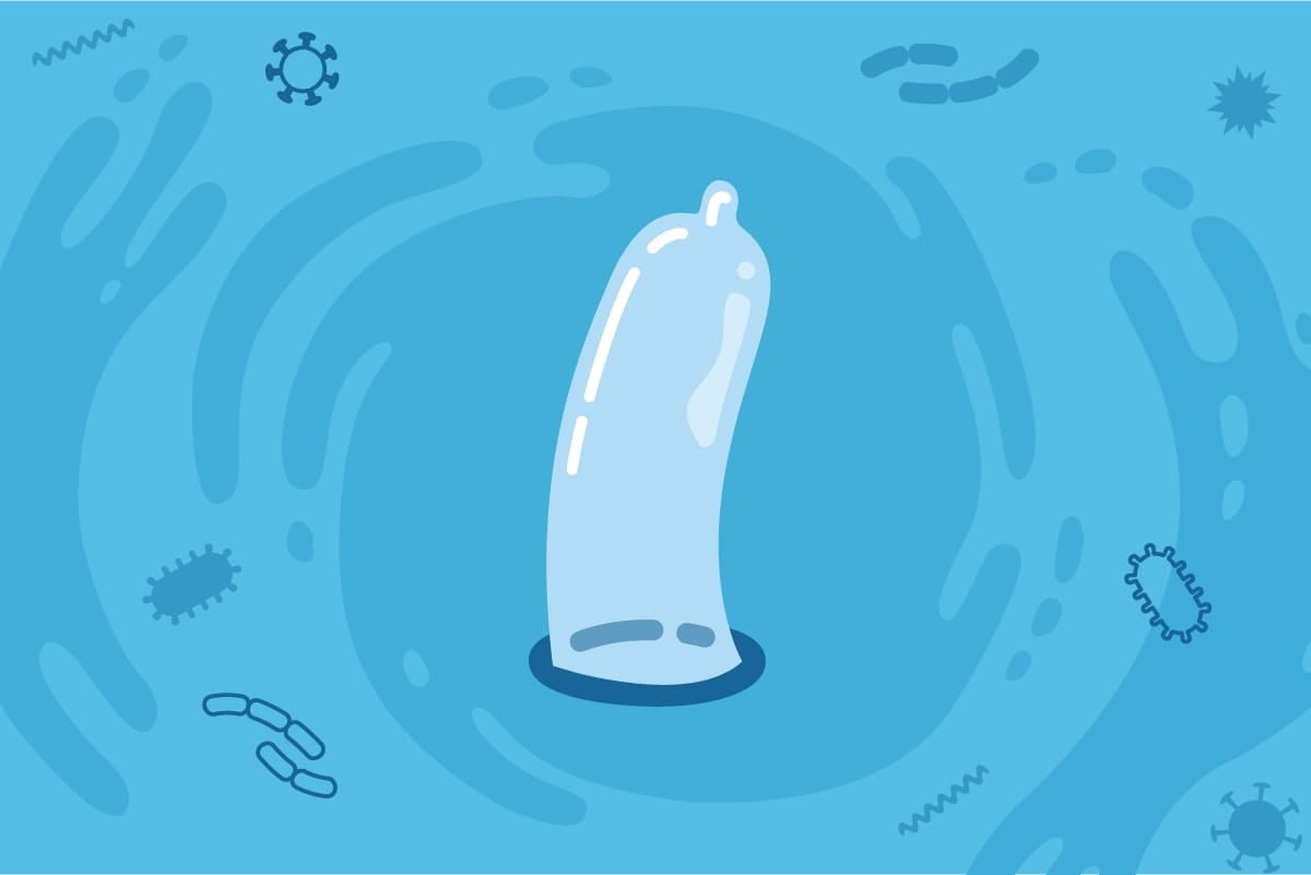 Cartoon of an external condom
